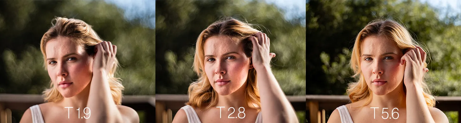 Сравнения изображения Athena Rewind на разных значениях диафрагмы